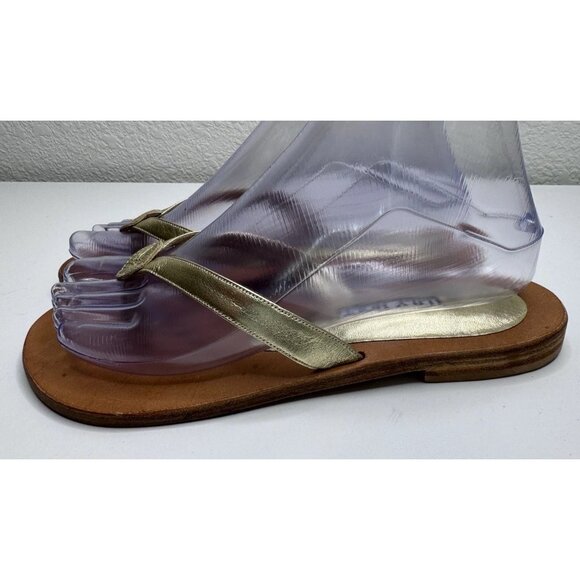 Lily Holt Women's Gold Flip Flop Sandals Size 37 EU 7 US - Picture 2 of 9